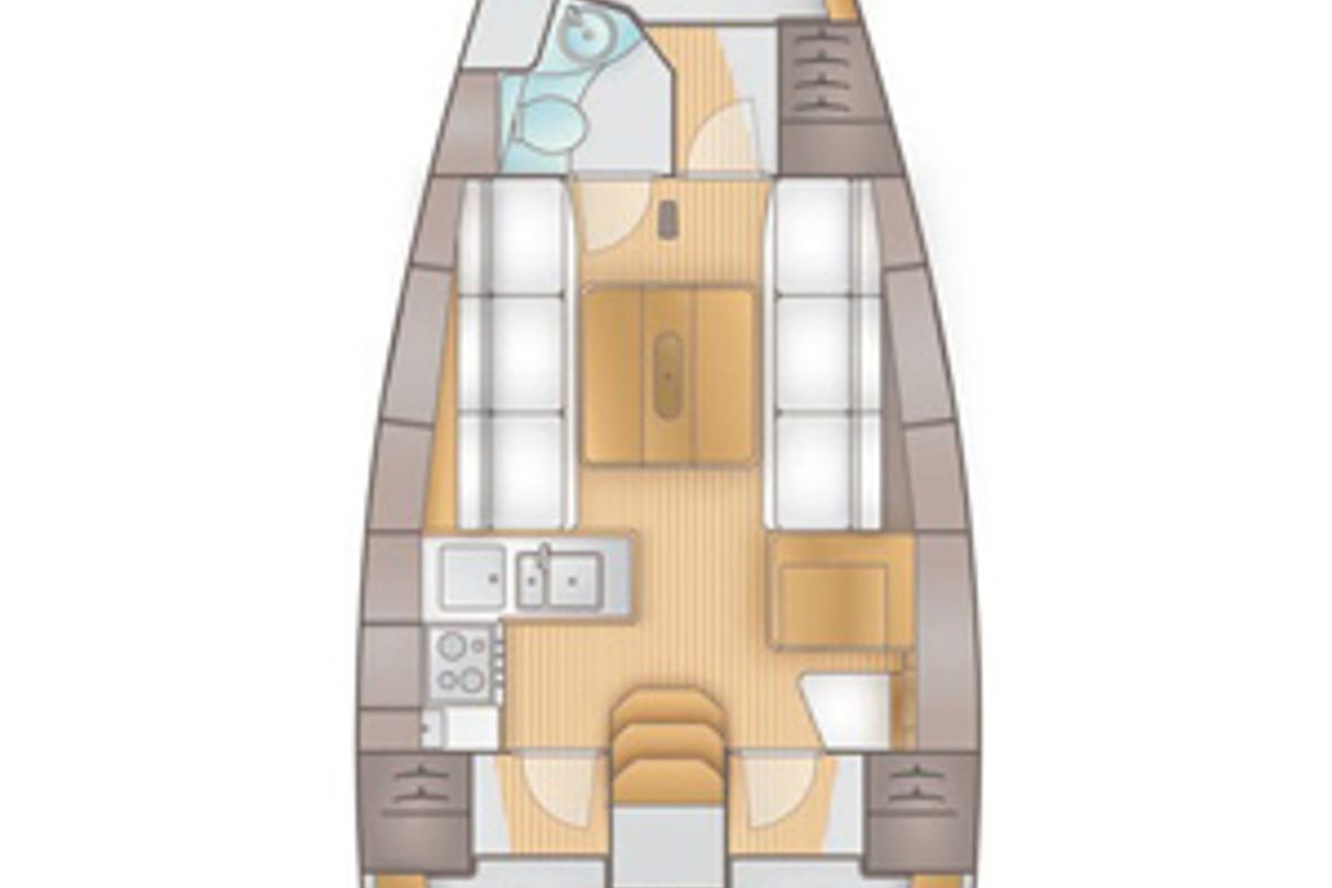 Floor plan of KaninVin, a AD Boats Salona 38 sailboat at Grad Kaštela, Croatia
