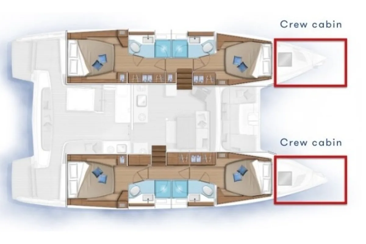 Floor plan of Xhenia, a Lagoon 46 catamaran at Municipal Unit of Rhodes, Greece