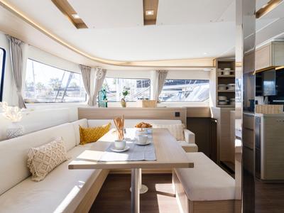 Salon of Xhenia, a Lagoon 46 catamaran at Municipal Unit of Rhodes, Greece