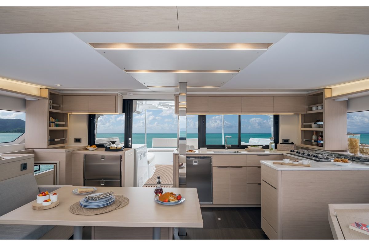 Galley of Xhenia, a Lagoon 46 catamaran at Municipal Unit of Rhodes, Greece