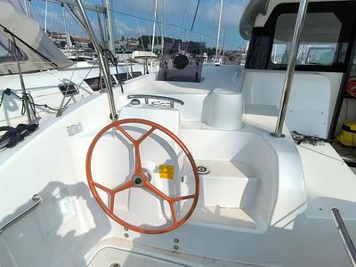 Cockpit of GINGER FIZZ V, a Excess 11 catamaran at Grad Pula, Croatia
