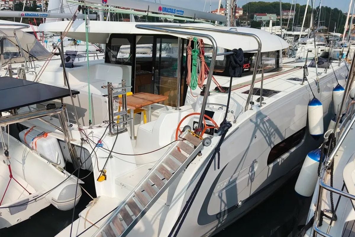 Exterior view of GINGER FIZZ V, a Excess 11 catamaran at Grad Pula, Croatia