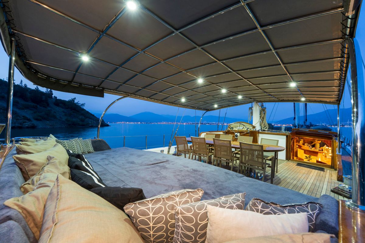 Deck of Nautilus, a Unknown Nautilus yacht at Fethiye, Turkey
