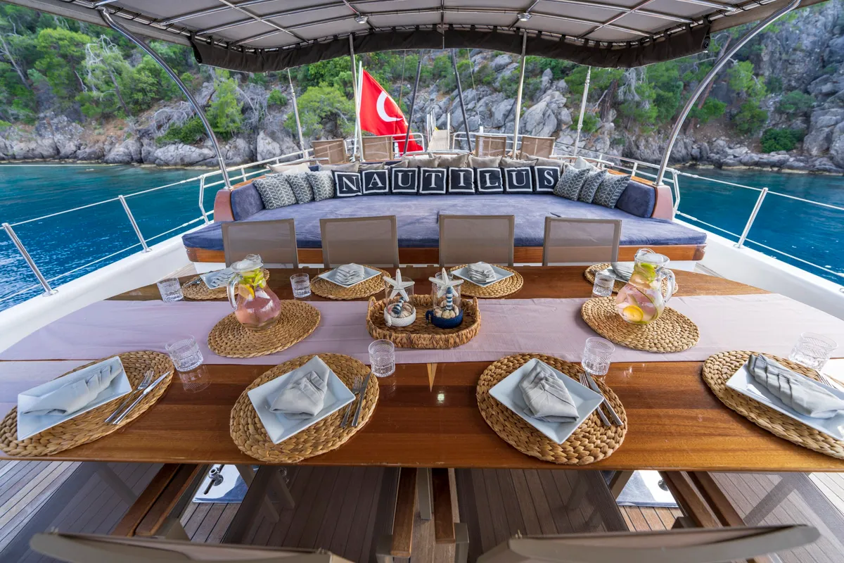 Deck of Nautilus, a Unknown Nautilus yacht at Fethiye, Turkey