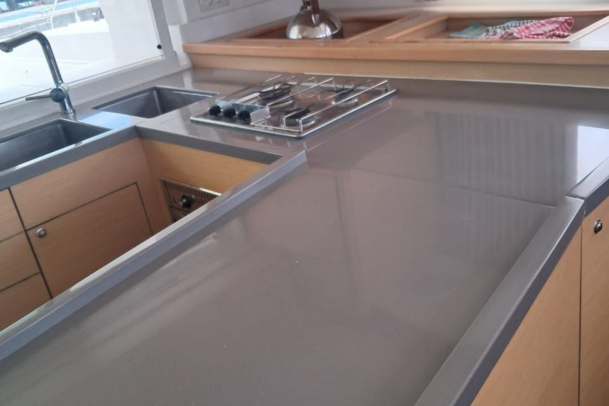 Galley of Belle, a Lagoon 450 Sport catamaran at Alameda, United States