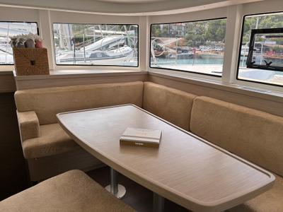 Salon of Kami, a Lagoon 42 catamaran at Fethiye, Turkey