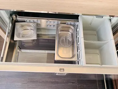 Galley of Nahoa, a Fountaine Pajot Elba 45 catamaran at Athens, Greece
