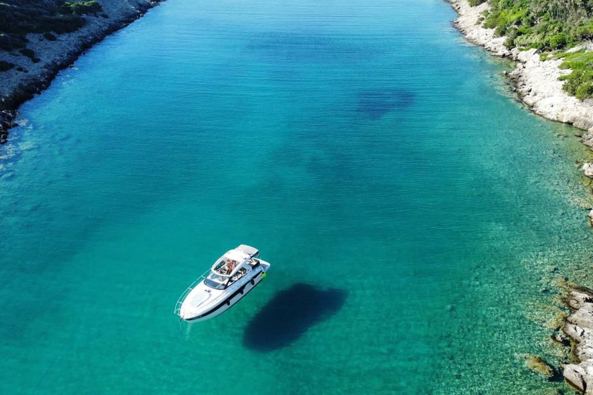 Smiley, a Bavaria 33 Sport HT motorboat at Punat, Croatia