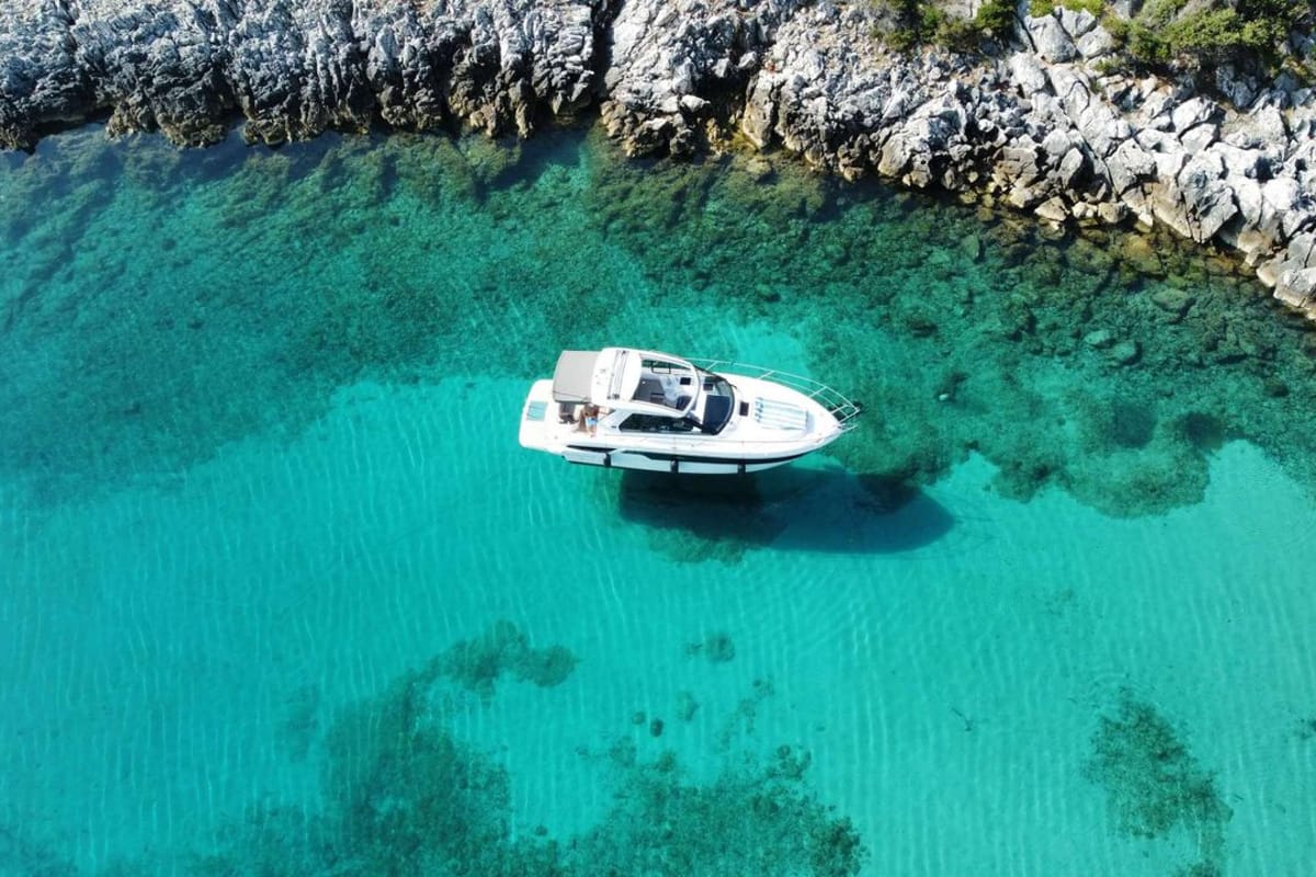 Smiley, a Bavaria 33 Sport HT motorboat at Punat, Croatia