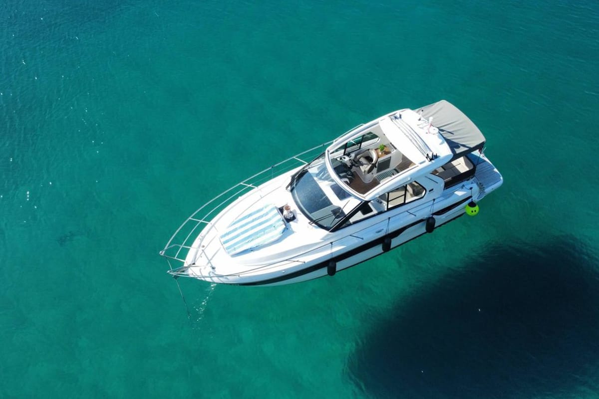 Smiley, a Bavaria 33 Sport HT motorboat at Punat, Croatia
