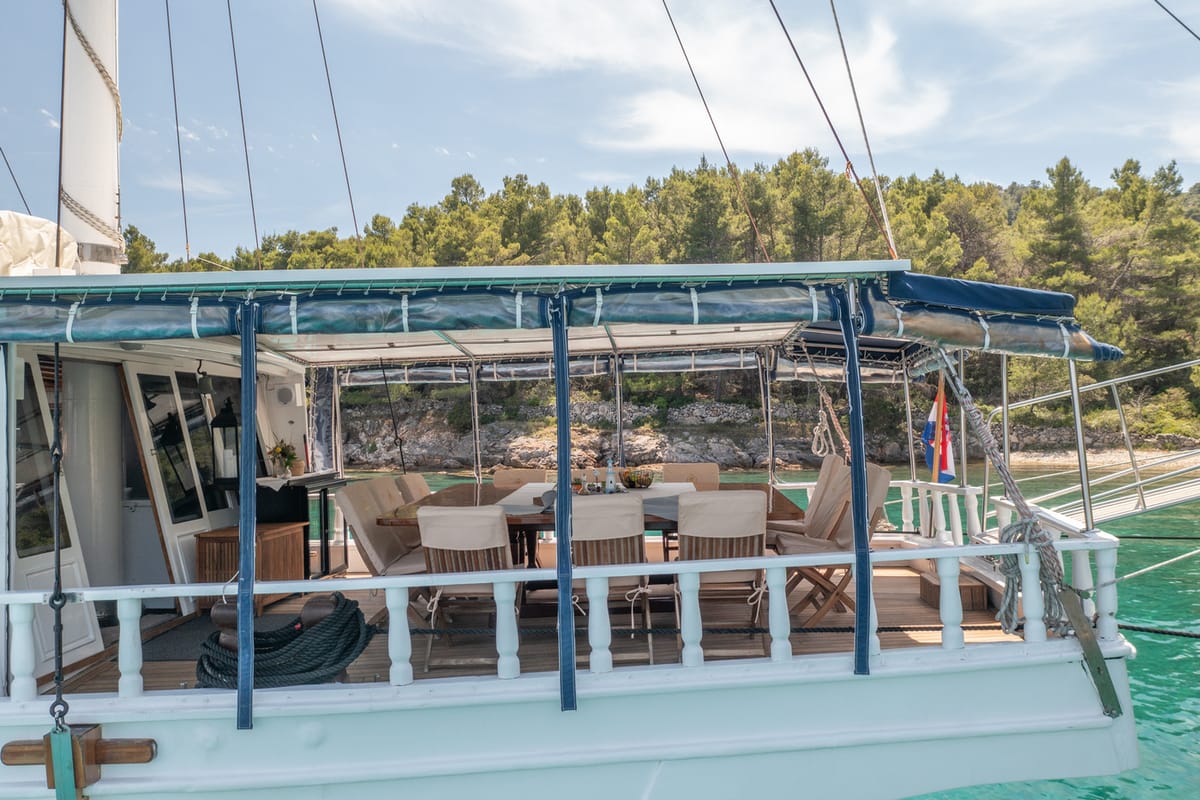 Deck of Gideon, a Unknown Gideon yacht at Grad Kaštela, Croatia