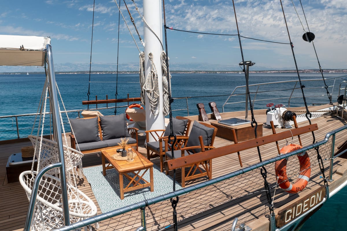 Deck of Gideon, a Unknown Gideon yacht at Grad Kaštela, Croatia