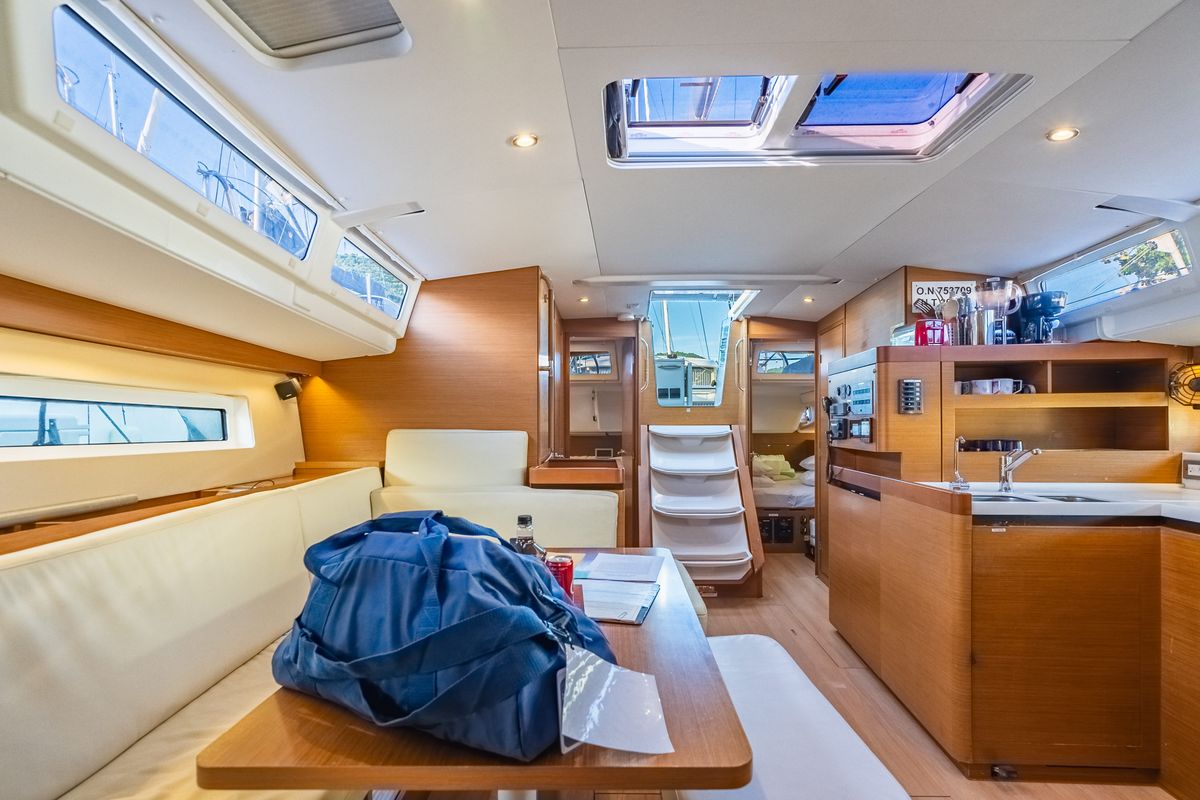 Salon of Cosette II, a Jeanneau Sun Odyssey 490 sailboat at Road Town, British Virgin Islands