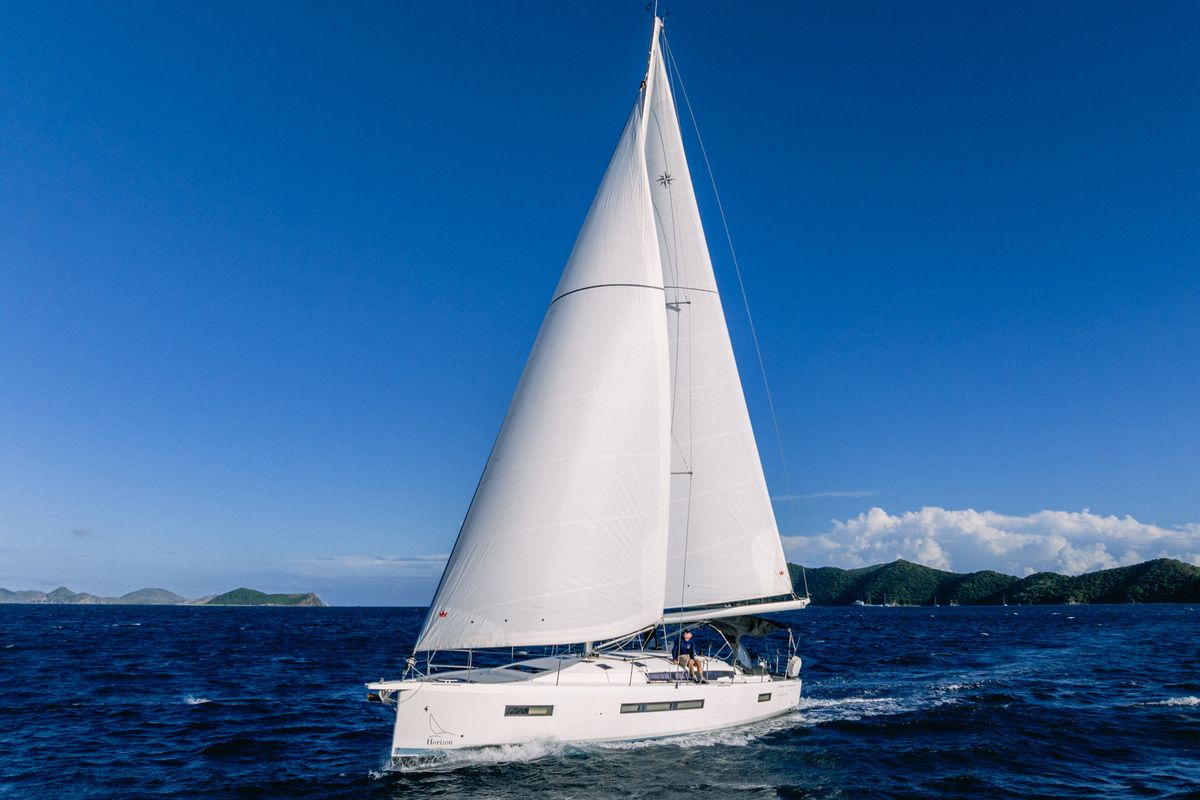 Exterior view of Cosette II, a Jeanneau Sun Odyssey 490 sailboat at Road Town, British Virgin Islands