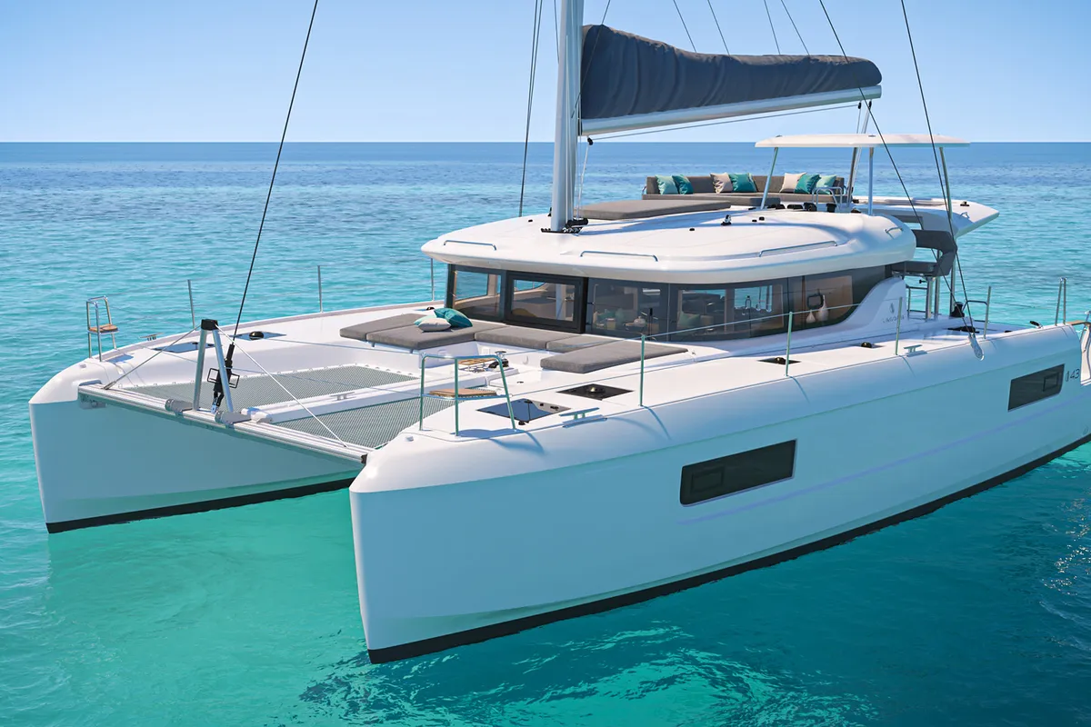 Exterior view of Emerald, a Lagoon 43 catamaran at Municipal Unit of Ellomenos, Greece