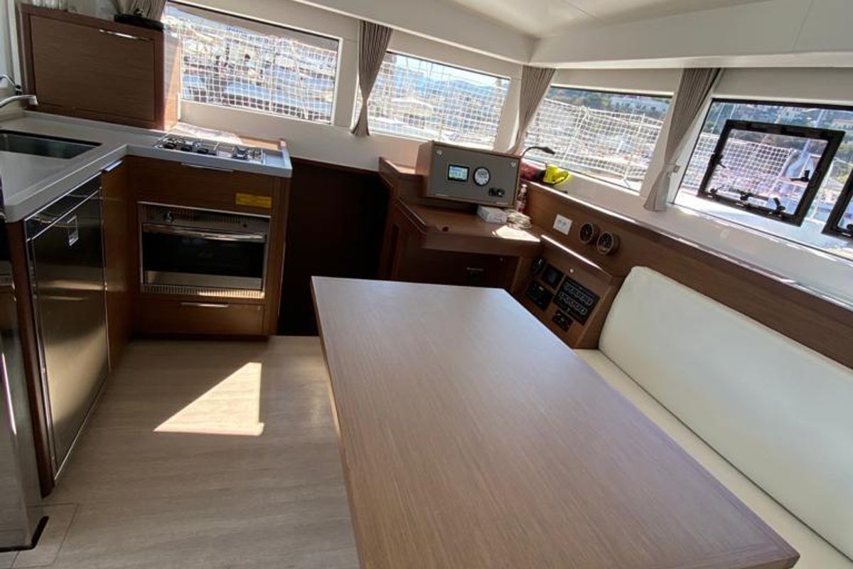 Galley of Felù, a Lagoon 40 catamaran at Capo d'Orlando, Italy
