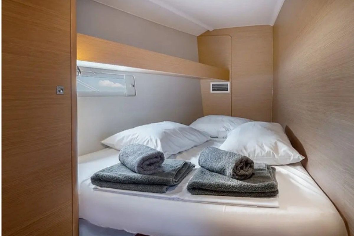 Cabin on Cosmopolitan, a Dufour 460 Grand Large sailboat at Municipal Unit of Apollonioi, Greece