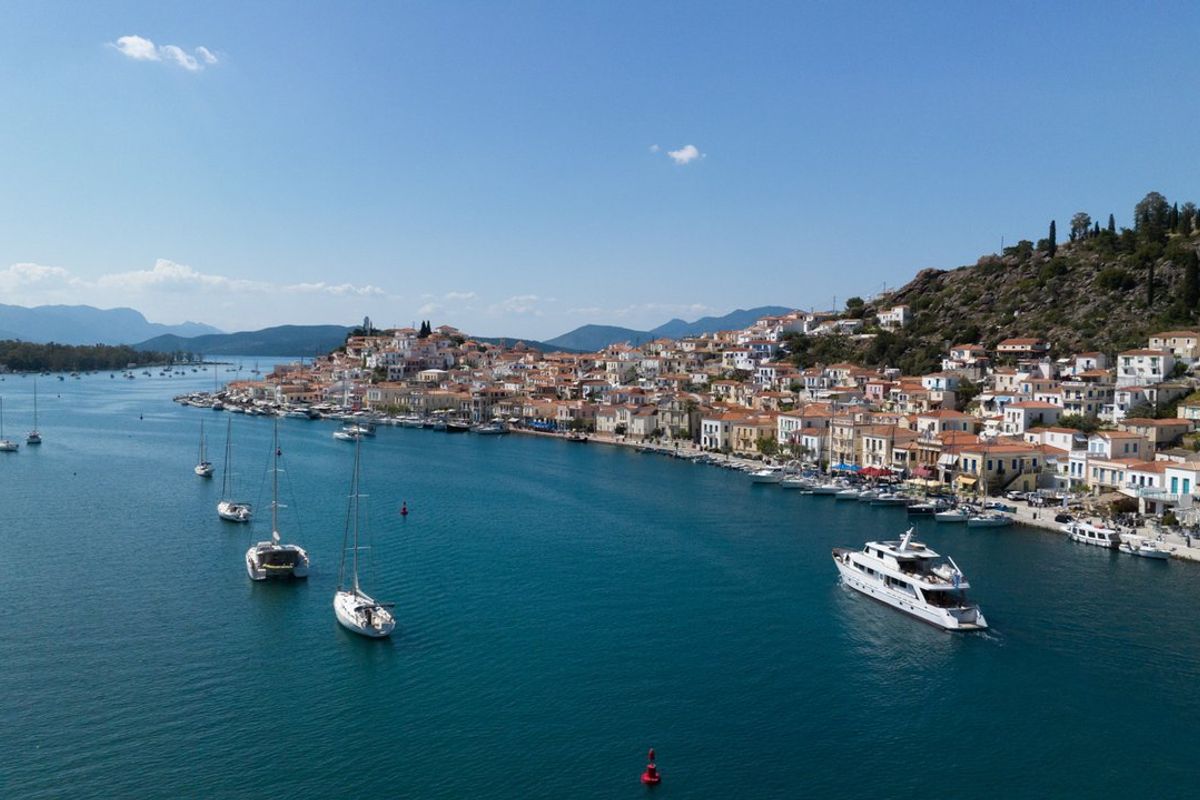 Exterior view of Elena, a Perama Shipyard M/Y Elena yacht at Athens, Flisvos Delta marina, Greece