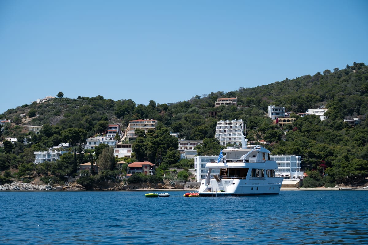Elena, a Perama Shipyard M/Y Elena yacht at Athens, Flisvos Delta marina, Greece