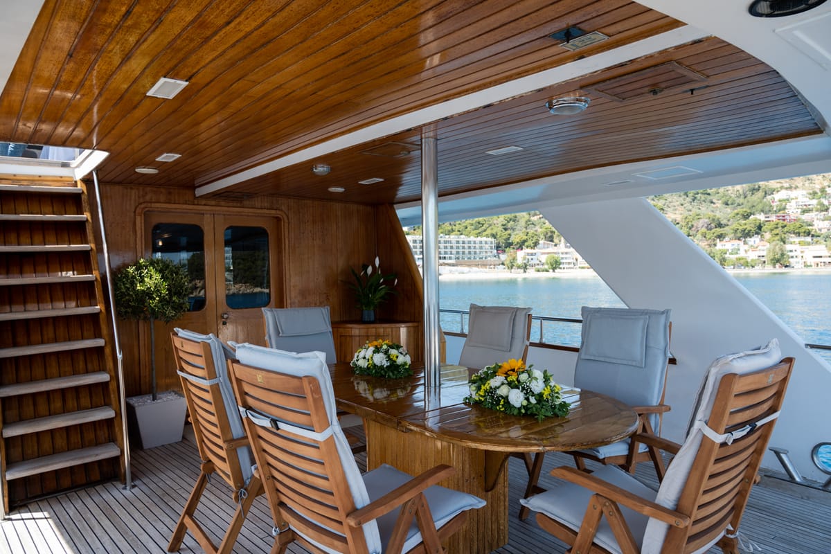 Elena, a Perama Shipyard M/Y Elena yacht at Athens, Flisvos Delta marina, Greece