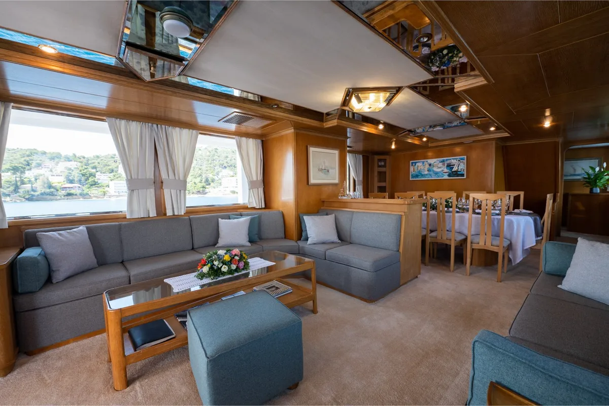 Elena, a Perama Shipyard M/Y Elena yacht at Athens, Flisvos Delta marina, Greece