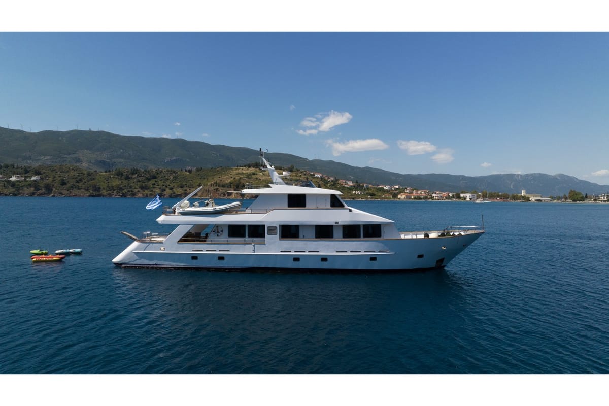 Elena, a Perama Shipyard M/Y Elena yacht at Athens, Flisvos Delta marina, Greece