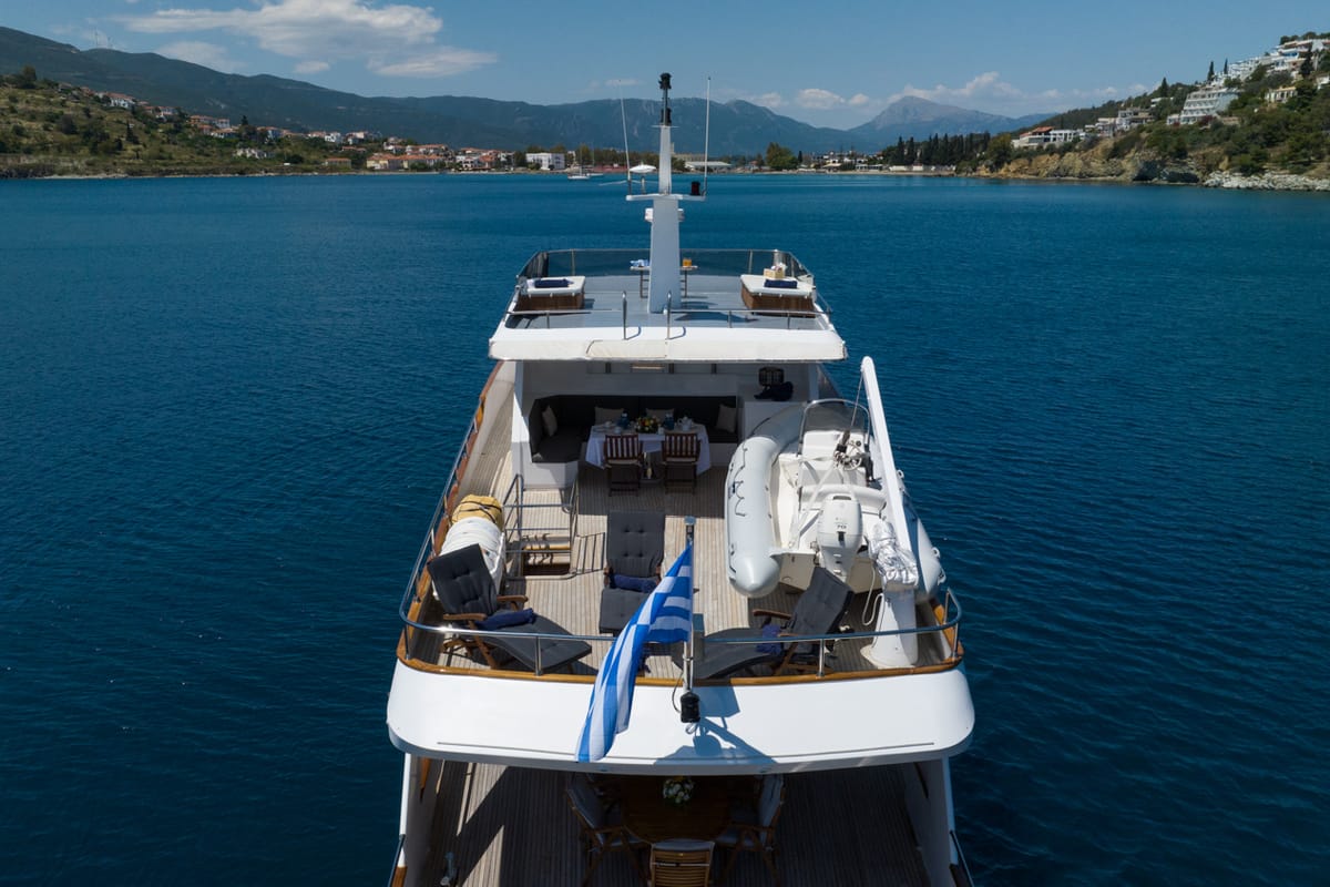 Elena, a Perama Shipyard M/Y Elena yacht at Athens, Flisvos Delta marina, Greece