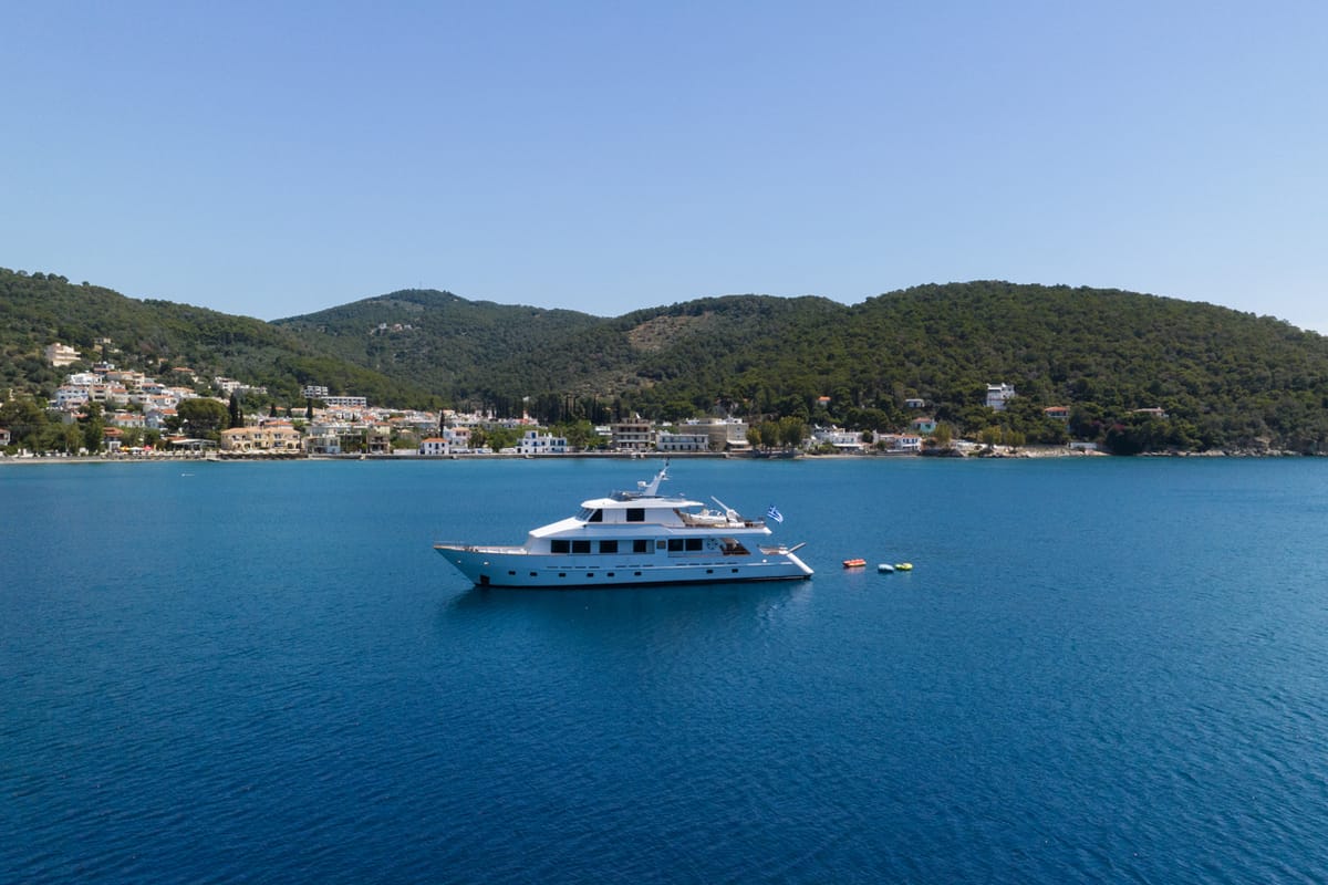 Elena, a Perama Shipyard M/Y Elena yacht at Athens, Flisvos Delta marina, Greece