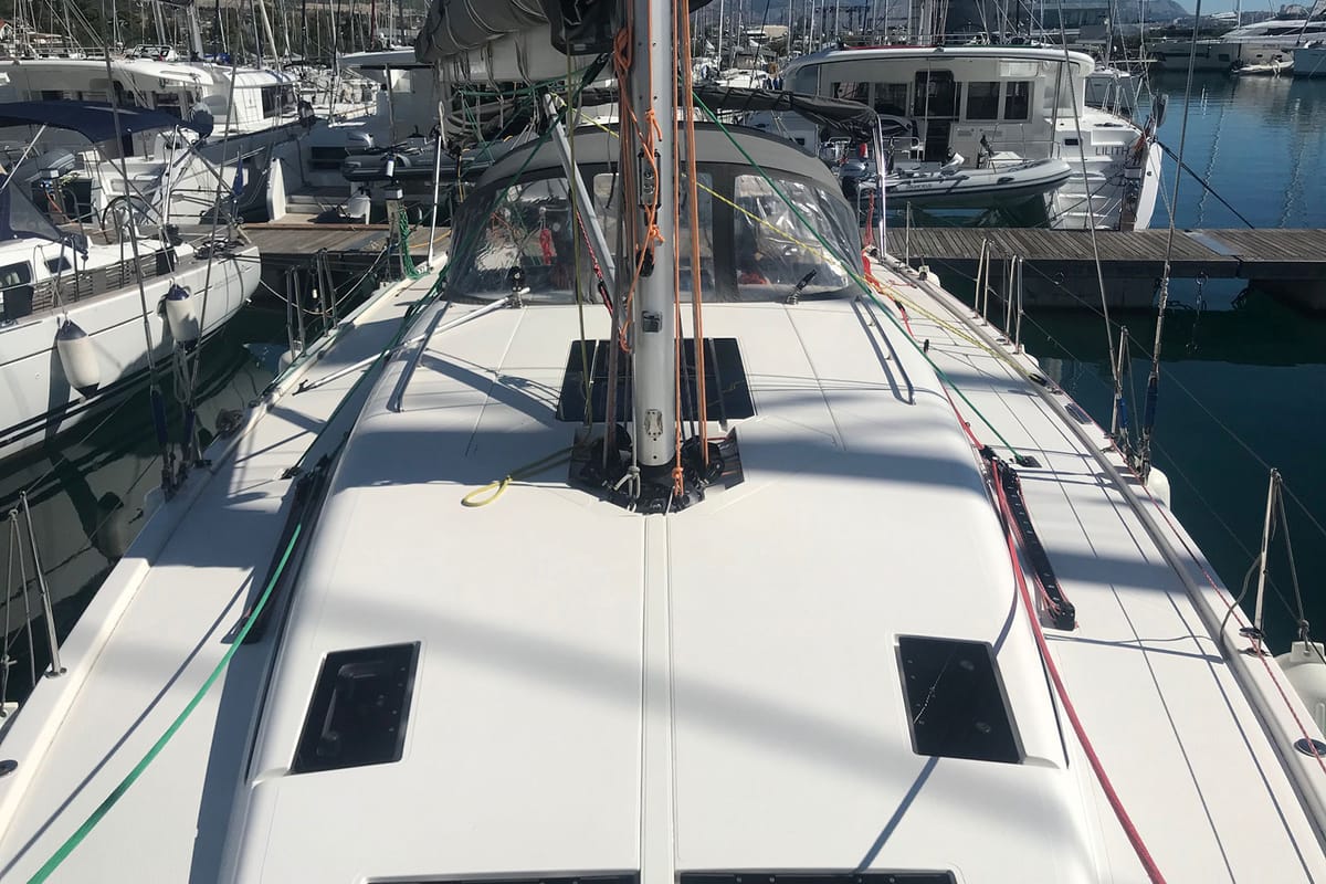 Deck of More Amore, a More Boats More 55 sailboat at Grad Kaštela, Croatia