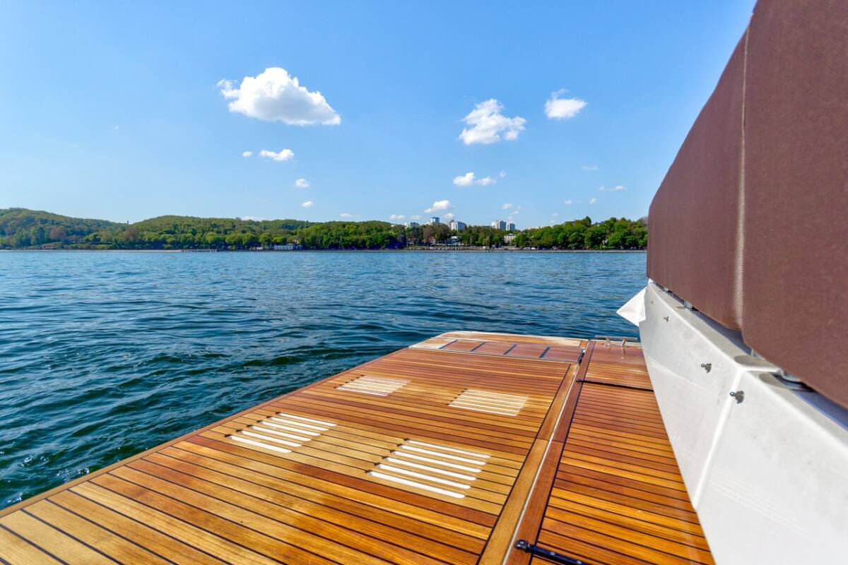 Deck of Amber Blue, a Galeon 420 Fly yacht at Općina Sukošan, Croatia