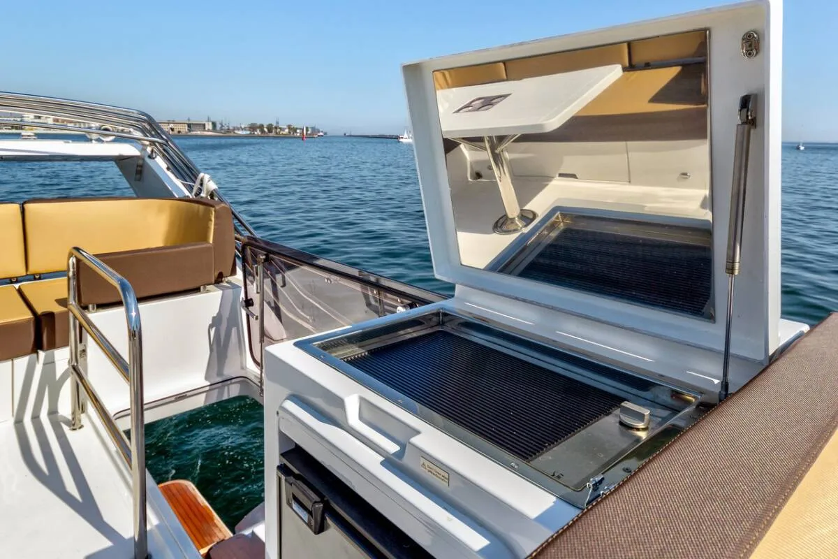 Deck of Amber Blue, a Galeon 420 Fly yacht at Općina Sukošan, Croatia
