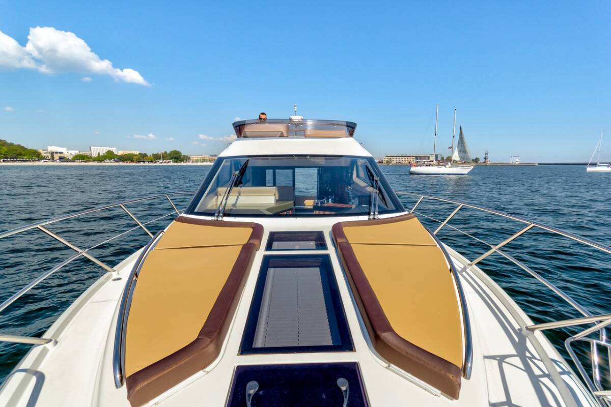 Salon of Amber Blue, a Galeon 420 Fly yacht at Općina Sukošan, Croatia