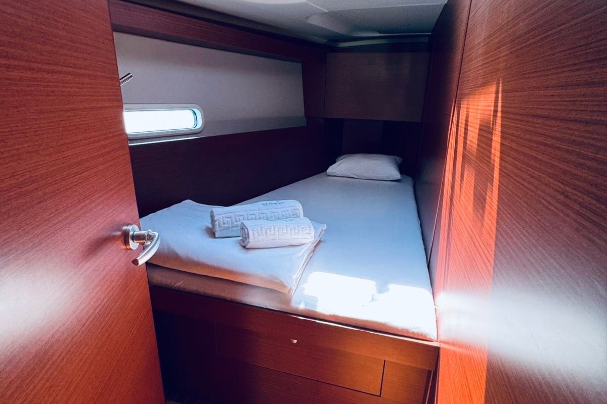 Cabin on DELTA, a Hanse Yachts Hanse 458 sailboat at Novi Vinodolski, Croatia