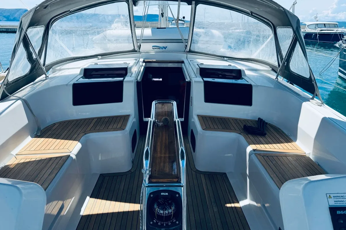 Deck of DELTA, a Hanse Yachts Hanse 458 sailboat at Novi Vinodolski, Croatia