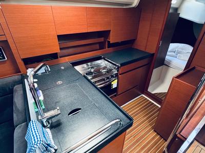 Galley of DELTA, a Hanse Yachts Hanse 458 sailboat at Novi Vinodolski, Croatia