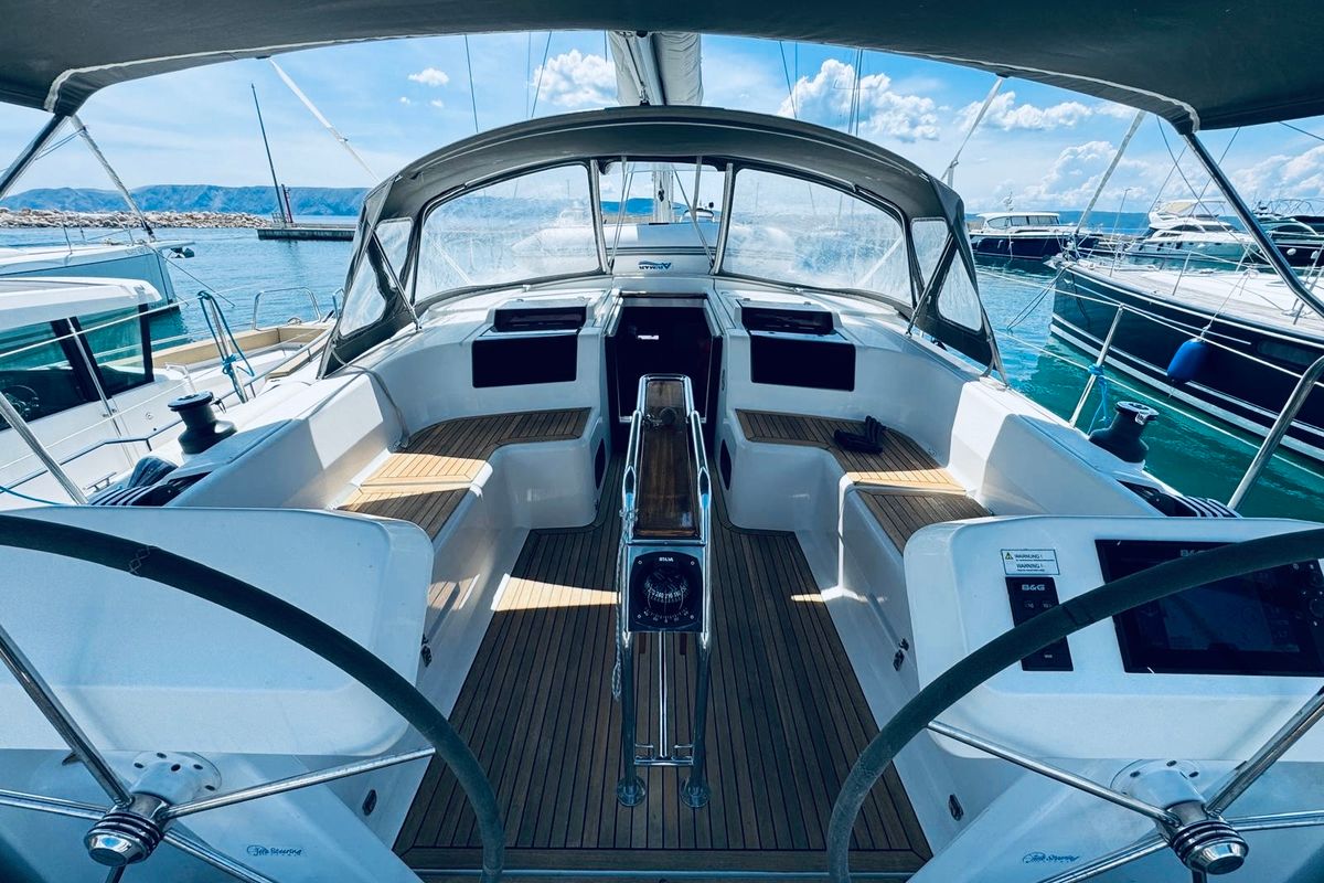 Deck of DELTA, a Hanse Yachts Hanse 458 sailboat at Novi Vinodolski, Croatia