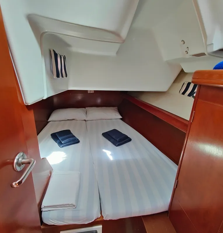 Cabin on Crete, a Beneteau Oceanis 393 sailboat at Marina Delta Kallithea, Greece