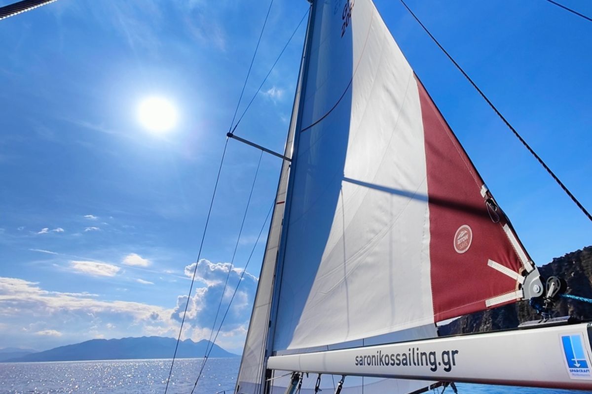 Exterior view of Crete, a Beneteau Oceanis 393 sailboat at Marina Delta Kallithea, Greece