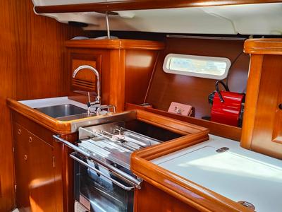 Galley of Crete, a Beneteau Oceanis 393 sailboat at Marina Delta Kallithea, Greece