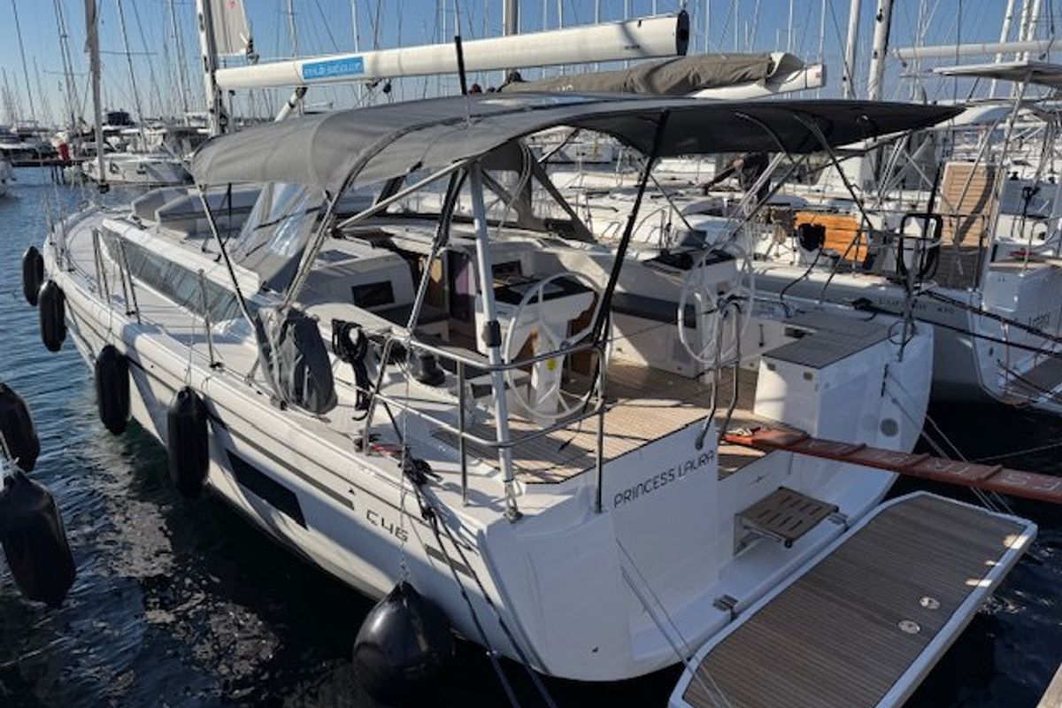 Exterior view of Princess Laura, a Bavaria C46 sailboat at Punat, Croatia