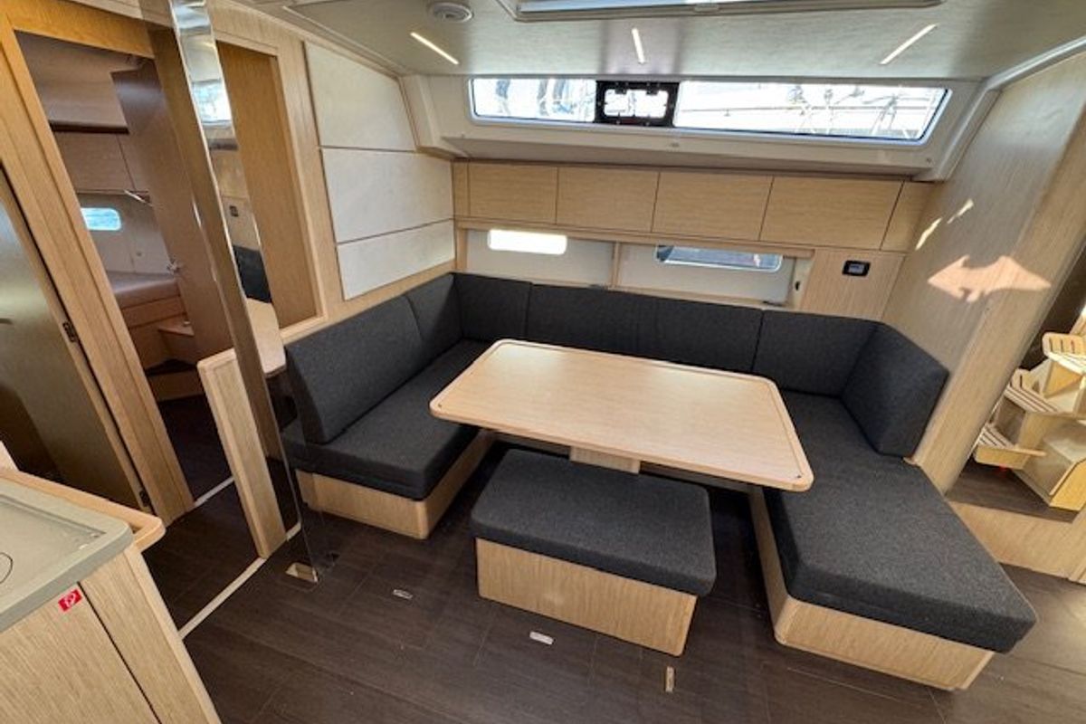 Salon of Princess Laura, a Bavaria C46 sailboat at Punat, Croatia