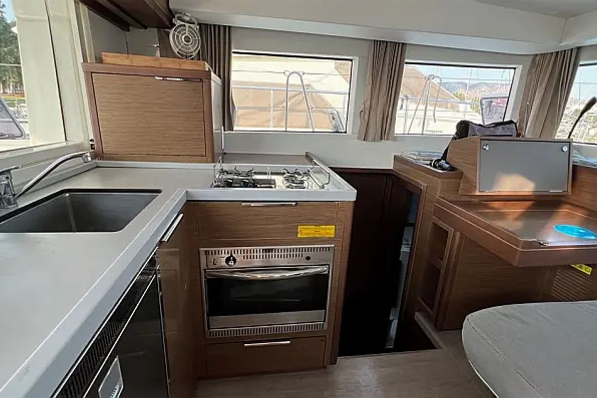 Galley of Andromeda, a Lagoon 40 catamaran at Athens, Greece