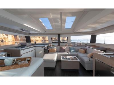 Salon of Halle Berry, a Fountaine Pajot Elba 45 catamaran at Marmaris, Turkey