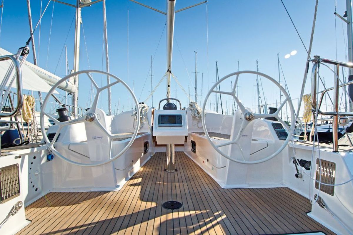 Cockpit of Primum, a Bavaria Cruiser 37 sailboat at Murter, Croatia