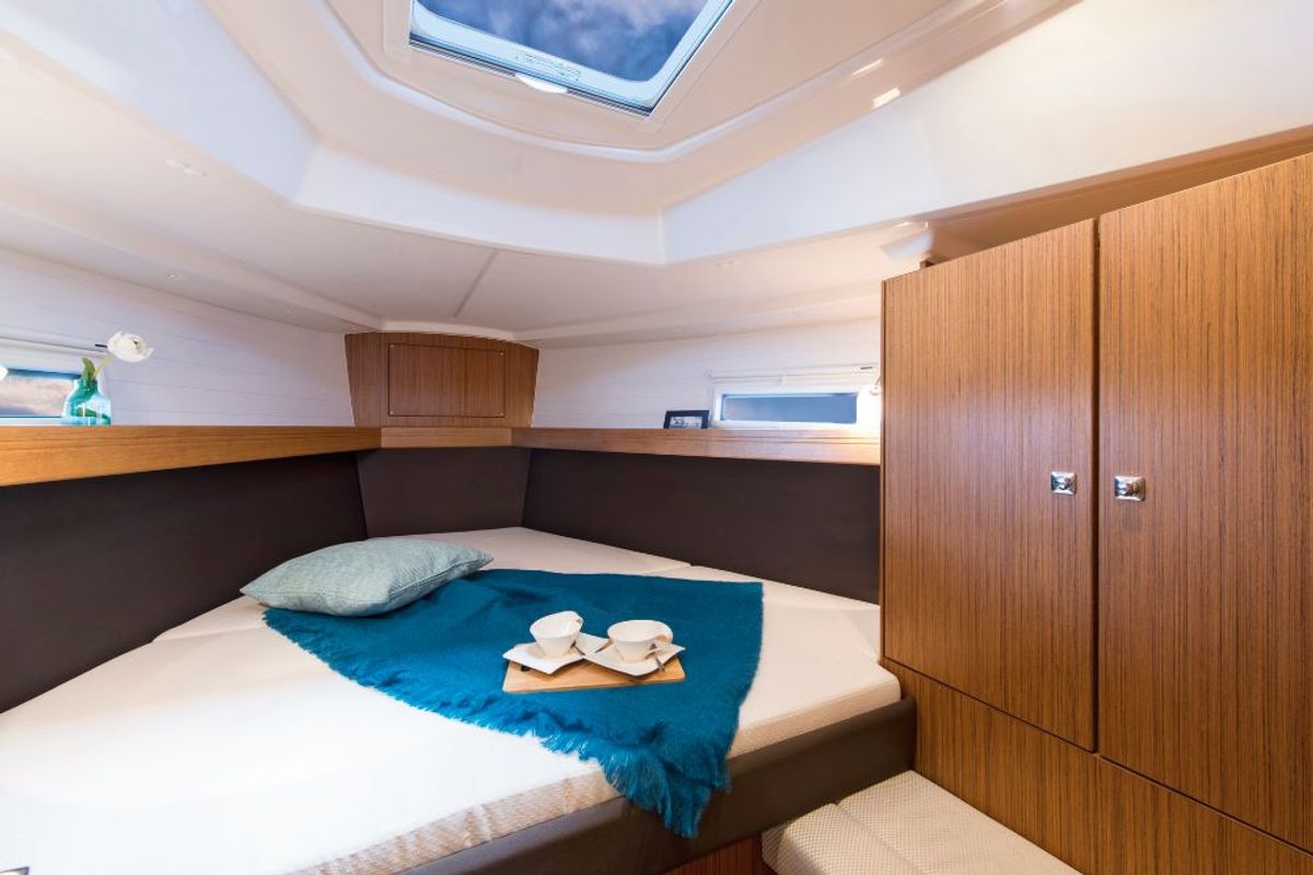 Cabin on Primum, a Bavaria Cruiser 37 sailboat at Murter, Croatia