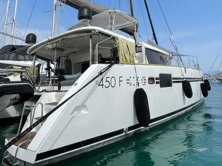 Loft, a Lagoon Lagoon 450 Fly catamaran at Fethiye, Turkey