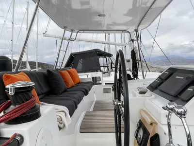Loft, a Lagoon Lagoon 450 Fly catamaran at Fethiye, Turkey