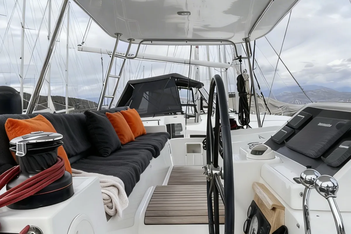 Loft, a Lagoon Lagoon 450 Fly catamaran at Fethiye, Turkey