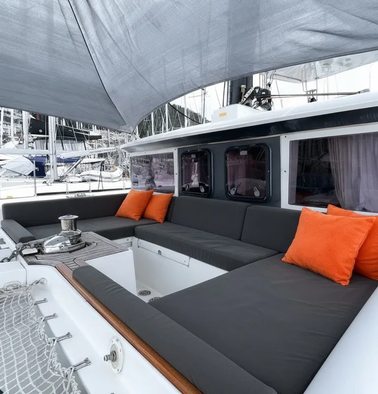 Loft, a Lagoon Lagoon 450 Fly catamaran at Fethiye, Turkey