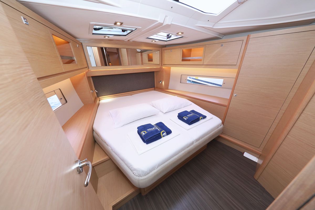Cabin on Amber, a Dufour 470 sailboat at Grad Trogir, Croatia
